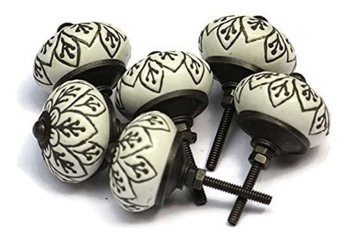 Owlkraft 6 Vintage Ceramic Knobs - With Screws 1