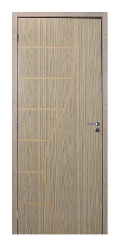 Kit Porta De Madeira Decorada 215x94cm Com Batente De Mdf 2