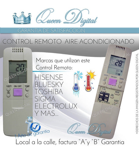 Control Remoto Aire Acondic. Para Bluesky Electrolux Ballu 1