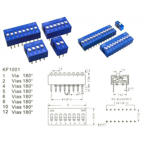 10 Peças - Chave Dip Switch 5 Vias 180 Graus Azul Promoção 1