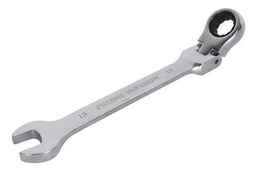 Chrome Vanadium 13mm Articulated Combined Wrench with Ratchet 0