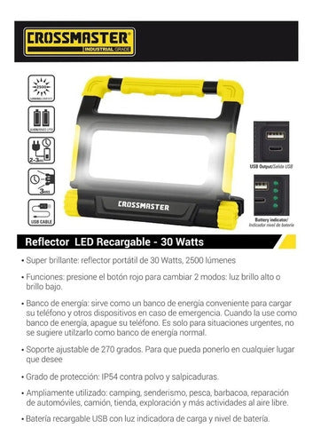 Crossman Reflector Led Recargable 30W 2500Lumenes 1