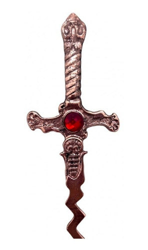 Athame De Metal Iansã Cobre Velho Pedra Vermelha 16,5cm 1