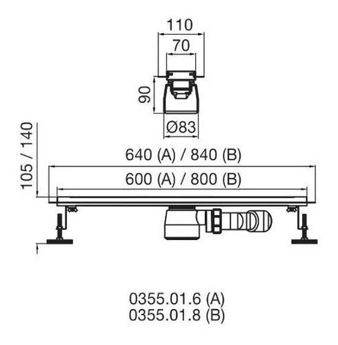 FV Reversible Linear Drain 0351.02.6 60cm Stainless Steel 1