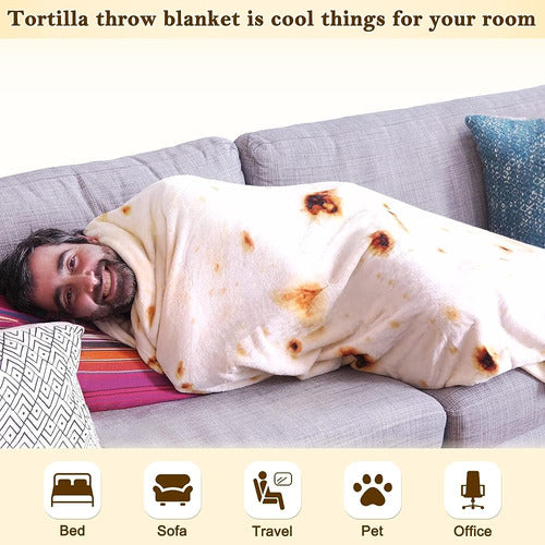 Mermaker Burritos Tortilla Throw Blanket 2.0 Double Sided 80 4