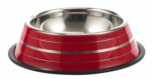 Stainless Steel Dog Feeder with Line Design Color 34cm 24