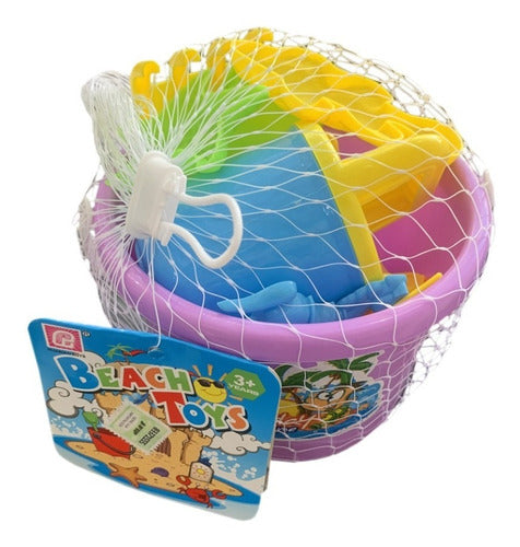 Beach Toys Round Bucket with Sand Molds (14x14cm) 0