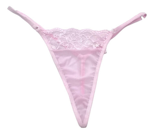 Tulle and Lace Thong Microless Women's Lingerie 05 11