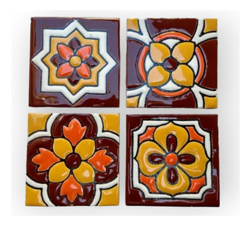 Renacimiento Azulejos de Autor Tacos / Tocetos 7.5 X 7.5 Cm. Linea Silvia Terracota 0