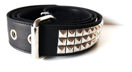 Leather and Rock Studs Belt - 3 Rows of Studs 10/10 0