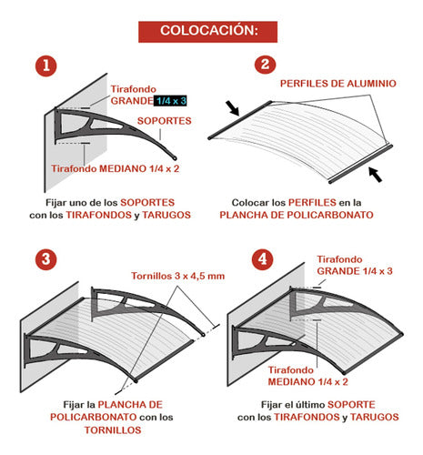 Polycarbonate Awning 70x100 CM for Doors and Windows 4