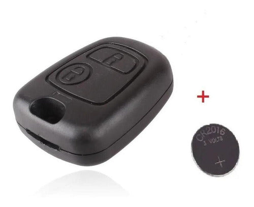 Keyfad Peugeot Key Case 2 Buttons 207 206 with Logo + Battery 0