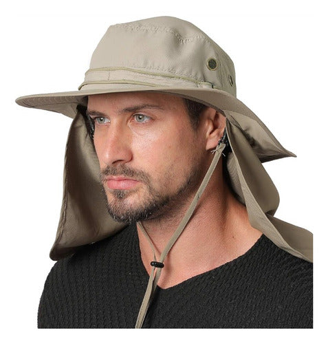 FE Australian Hat with Neck Flap and Adjustable Cord 0