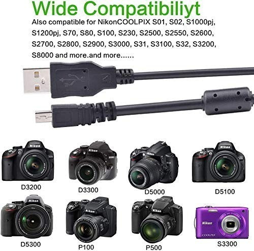 USB Cable for Nikon S5200 S560 S570 S6000 S6100 S620 S630 3