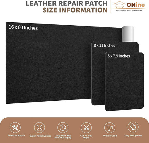 Onine Self-adhesive Leather Repair Tape 16x60 Inch Black 2