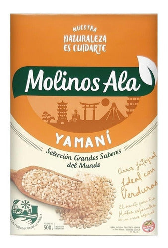 Molinos Ala Whole Grain Yamani Rice Gluten-Free 500g Box Pack of 3 1