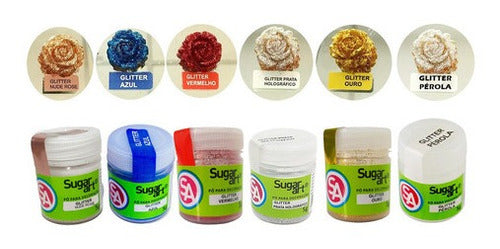 Kit Glitter Comestível Sugarart 14 Unidades Decoração Bolo 2