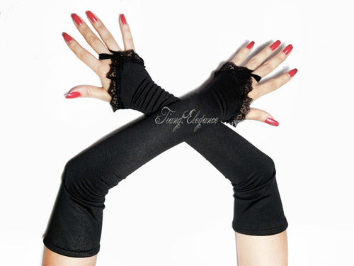 Goth Rock Gothic Fingerless Gloves MITTENS Ye008 0