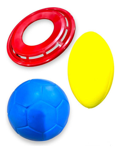 Macu Frisbee Kit + Macu Soccer Foam Ball + Macu Rugby Toy 0