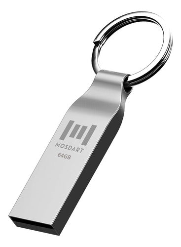 Mosdart 64GB Impermeable Metal USB 2.0 Flash Drive - Keychain 0