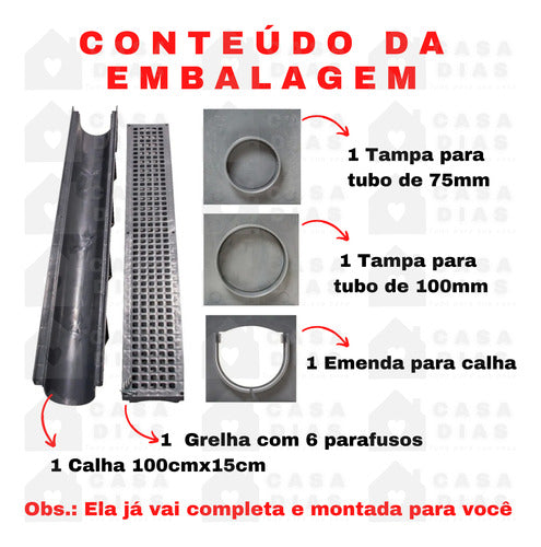 Ralo Linear Calha Para Piso Com Grelha Mallton 1,00 C/ 7unid 6