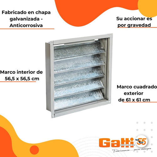 GATTI VENTILACIÓN Metal Blinds Mobile Air Extractor 55 cm Bathroom/Kitchen 5