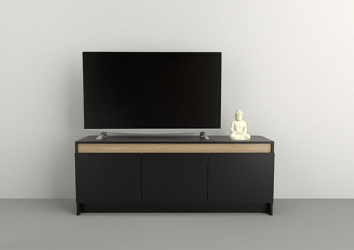 Everest 1.35m TV Stand Rack with 3 Doors in Melamine and Oak Finish 3