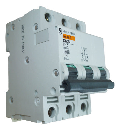 Schneider Tripolar Circuit Breaker 3x10a C60n Curve D 6ka X1u 0