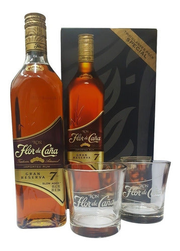 Flor de Caña Rum with Glasses Free Guaranteed Shipping 0