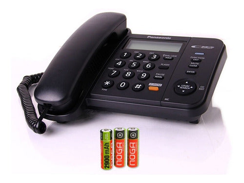 Panasonic KX-TS580 Corded Telephone with Caller ID, Speakerphone, and 3 AA Rechargeable Batteries 0