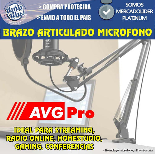 AVG PRO Articulated Microphone Support Bracket for Radio - 270° Rotatable 3