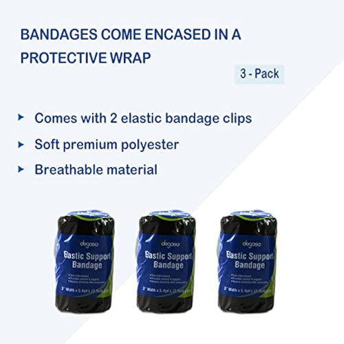 Elastic Bandage with Closure Clips, Comfortable Mixed Colors Design - Pack of 3 3