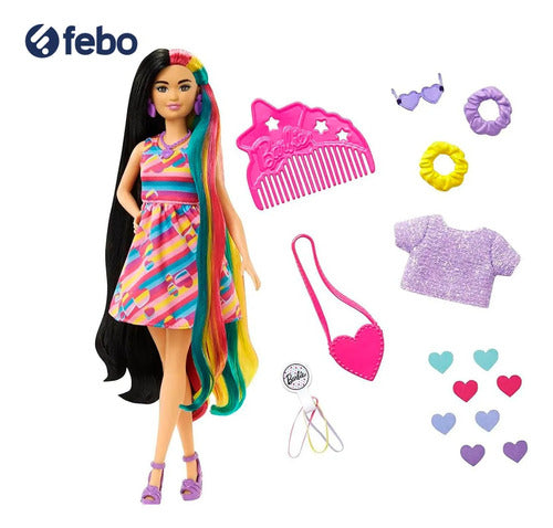 Muñeca Barbie Mattel Totally Hair Peine Rosa Totally Hair 4