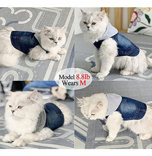 Generic Ropa Para Mascotas, Chaqueta De Mezclilla Con Capucha Azul Fresco 6