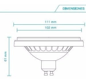 Ar111 Led Gu10 240v 15w 1350lm 3000k Pvc Bca 50w 25.000hs 1