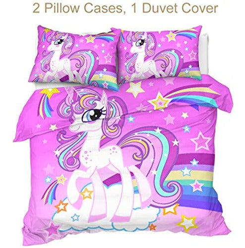 Sleepwish Unicorn Duvet Cover Set Rainbow Pattern 1