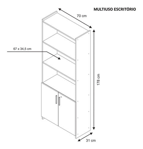 Armário Para Escritório Aberto Com 2 Portas Com Chave 3