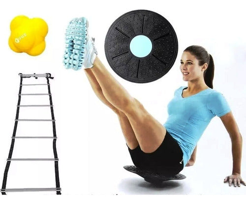 Sport Balance Board Proprioception Kit with Coordination Ladder and Reaction Ball 0