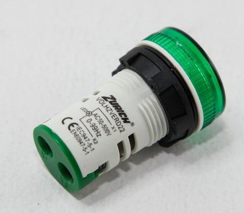 Voltimetro Frecuencia Verde 22mm 50~500v ~99hz Tablero Htec 3