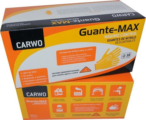 Guantes De Nitrilo Texturado Talle L Naranjas Caja X 100 U 0