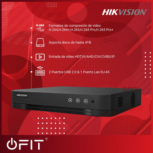 Kit Dvr 4ch 720p H.265+ Hikvision + Disco Ssd 480gb 1