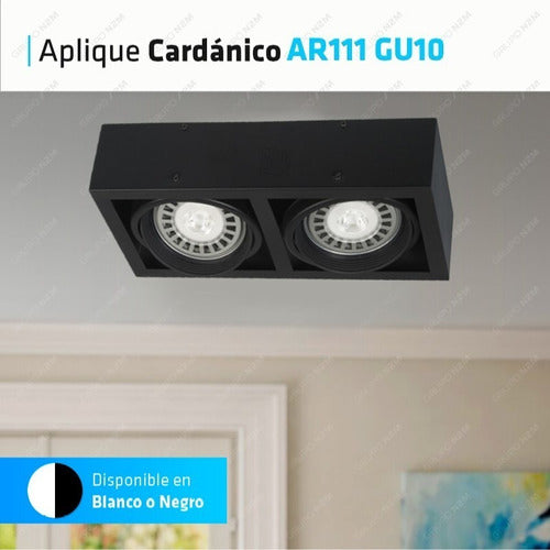 Spotsline Aplique Techo Negro Led Box 2 Spot Cardanico Ar111 Foco Gu10 2