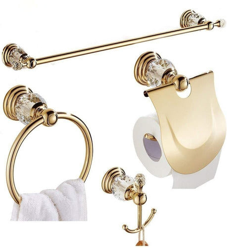 Juego De Accesorios Para Baño, Dorado - 4 Piezas. 0