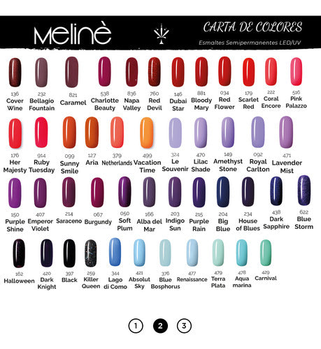 De Uñas Kit 5x Semi-Permanent Nail Polishes + Base and Top Meliné 6