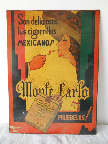 Antiguo Afiche De Publicidad - Cigarrillos Monte Carlo 0