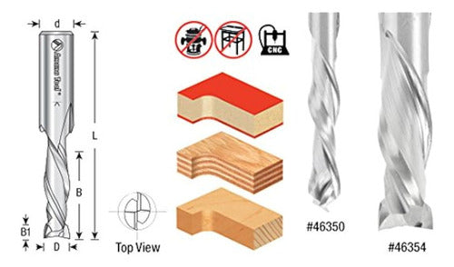 Amana Tool 46354 CNC SC Compression Spiral Router Bit for Mortising 1