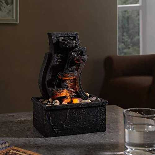 Peaktop Zen Indoor Tabletop Waterfall Fountain with LED Light 3