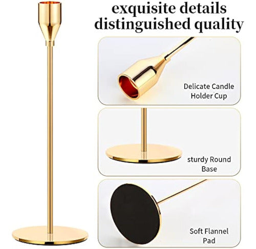 Oatnauxil Golden Metal Candle Holders for Weddings, Dinners 1