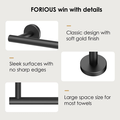 Forious Matte Black Towel Bar 66cm 7