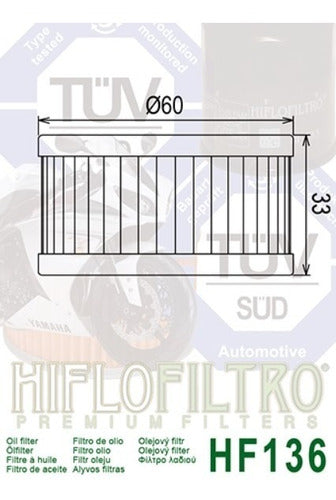 HIFLO Filtro De Aceite HF 136 Suzuki DR 250 350 1